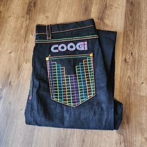 COOGI JEANS Dark wash Blue Jeans Denim Tetris Logo